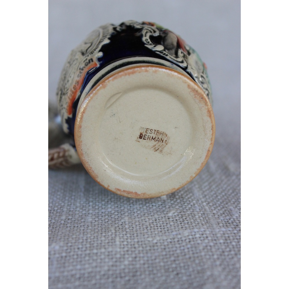 Vintage Old German Beer Stein Western Germany Hand Painted Ceramic Lidded - Picture 3 of 9